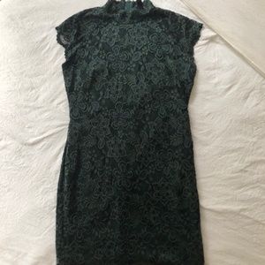 Mock Neck Lace Dress